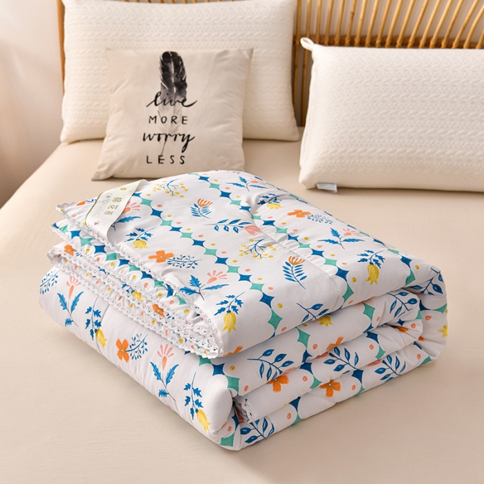 91家纺网 家纺一手货源 找家纺 富威堡2023棉花夏被印花水洗棉夏凉被洛卡棉空调被落落繁花