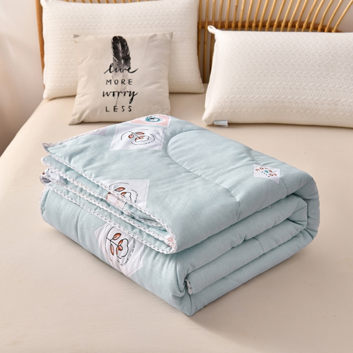 91家纺网 家纺一手货源 找家纺 富威堡 2023棉花夏被印花水洗棉夏凉被洛卡棉空调被新疆棉绿