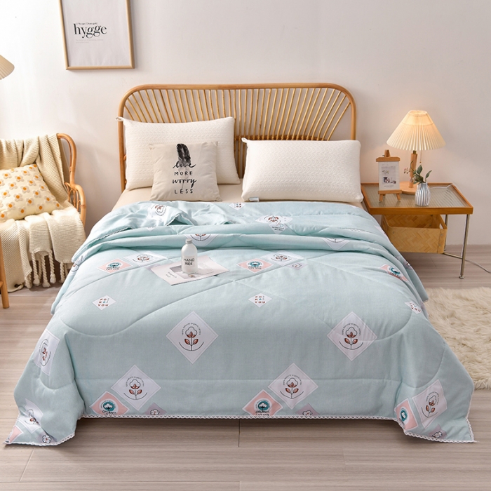 91家纺网 家纺一手货源 找家纺 富威堡 2023棉花夏被印花水洗棉夏凉被洛卡棉空调被新疆棉绿