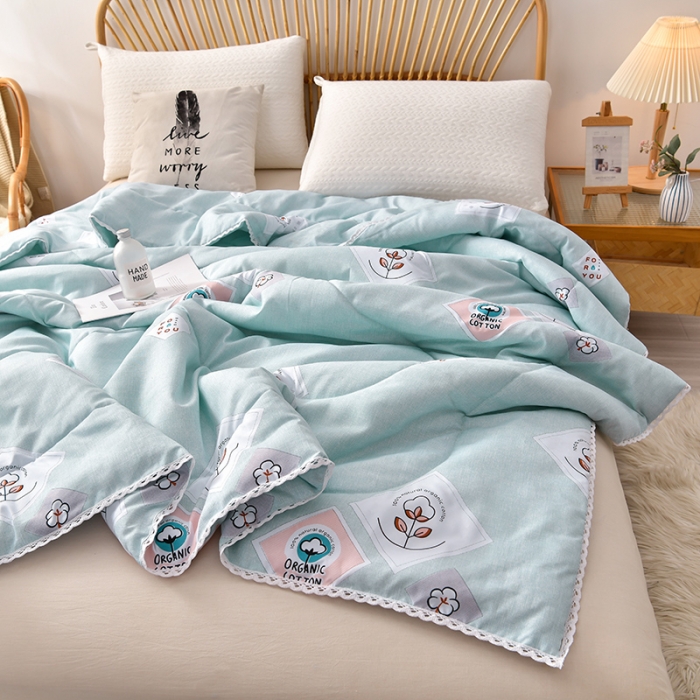 91家纺网 家纺一手货源 找家纺 富威堡 2023棉花夏被印花水洗棉夏凉被洛卡棉空调被新疆棉绿