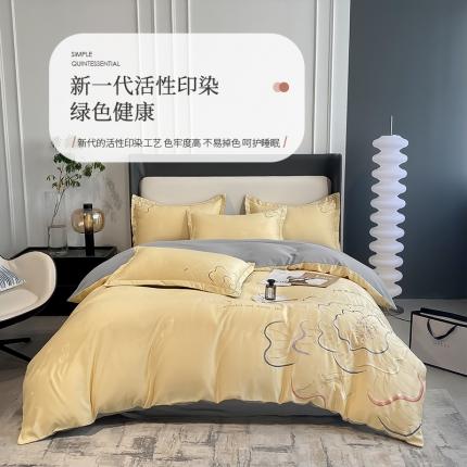 91家纺网 家纺一手货源 找家纺 涵宸 2022新款轻奢提花刺绣四件套流沙 流沙-阳光黄