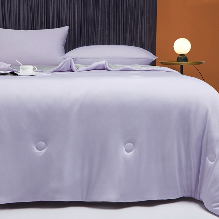 91家纺网 家纺一手货源 找家纺 安哆啦 2022新款A类冰淇淋凉感丝夏被 香芋紫+绅士灰