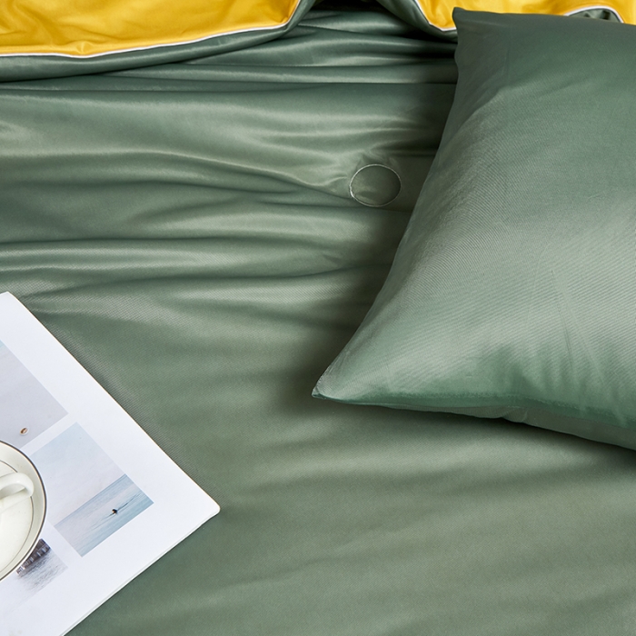 91家纺网 家纺一手货源 找家纺 安哆啦 2022新款A类冰淇淋凉感丝夏被 竹青色+亮黄