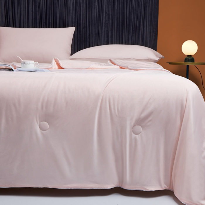 91家纺网 家纺一手货源 找家纺 安哆啦 2022新款A类冰淇淋凉感丝夏被 桃粉色