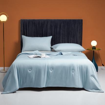 91家纺网 家纺一手货源 找家纺 安哆啦 2022新款A类冰淇淋凉感丝夏被 湖水蓝