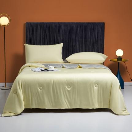 安哆啦 2022新款A类冰淇淋凉感丝夏被 鹅黄+绅士灰