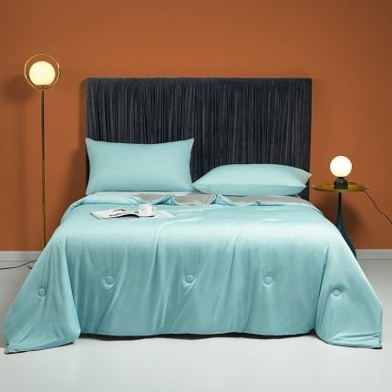 91家纺网 家纺一手货源 找家纺 安哆啦 2022新款A类冰淇淋凉感丝夏被 蒂凡尼蓝+绅士灰