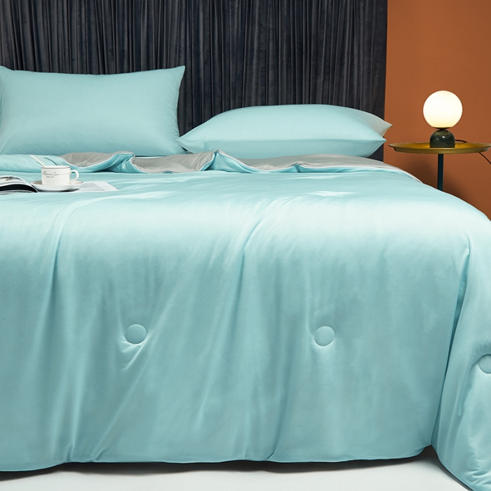 91家纺网 家纺一手货源 找家纺 安哆啦 2022新款A类冰淇淋凉感丝夏被 蒂凡尼蓝+绅士灰