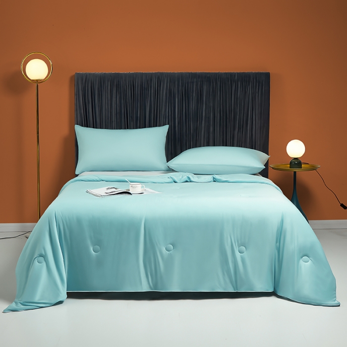 91家纺网 家纺一手货源 找家纺 安哆啦 2022新款A类冰淇淋凉感丝夏被 蒂凡尼蓝