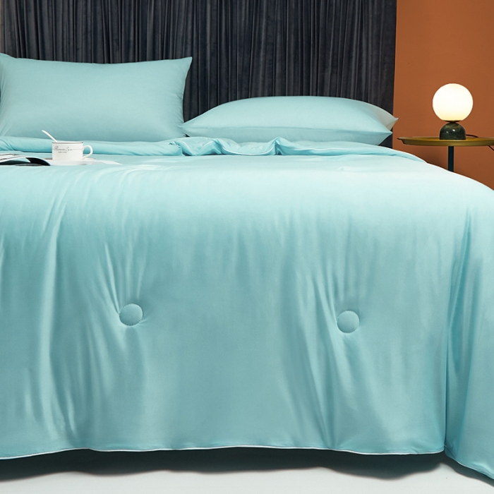 91家纺网 家纺一手货源 找家纺 安哆啦 2022新款A类冰淇淋凉感丝夏被 蒂凡尼蓝