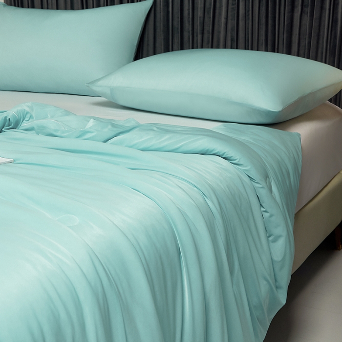 91家纺网 家纺一手货源 找家纺 安哆啦 2022新款A类冰淇淋凉感丝夏被 蒂凡尼蓝