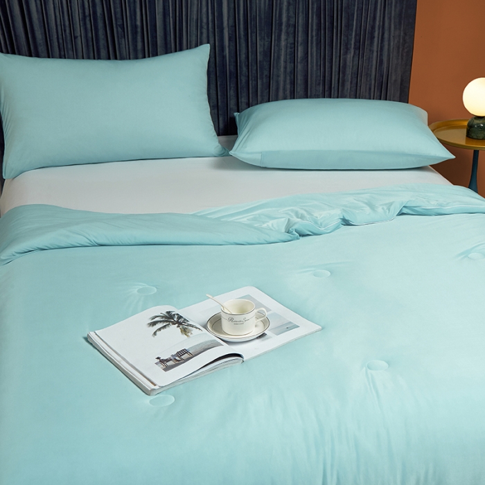 91家纺网 家纺一手货源 找家纺 安哆啦 2022新款A类冰淇淋凉感丝夏被 蒂凡尼蓝