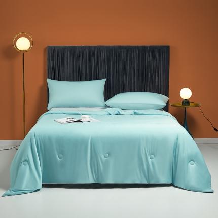 91家纺网 家纺一手货源 找家纺 安哆啦 2022新款A类冰淇淋凉感丝夏被 蒂凡尼蓝