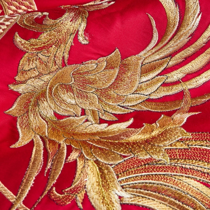 91家纺网 家纺一手货源 找家纺 高大尚2022新品40s全工艺喷气纯棉婚庆套件龙凤喜开颜-金