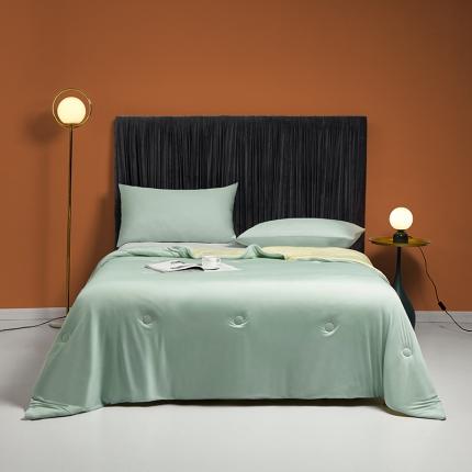 安哆啦 2022新款A类冰淇淋凉感丝夏被 薄荷绿+米黄