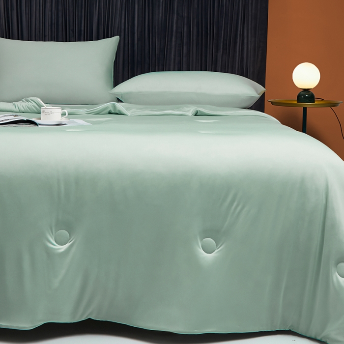 91家纺网 家纺一手货源 找家纺 安哆啦 2022新款A类冰淇淋凉感丝夏被 薄荷绿