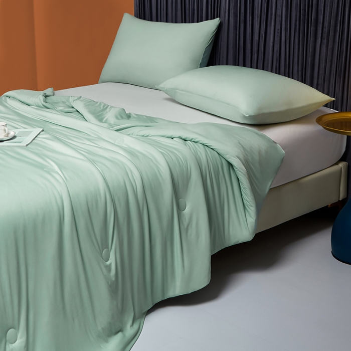 91家纺网 家纺一手货源 找家纺 安哆啦 2022新款A类冰淇淋凉感丝夏被 薄荷绿