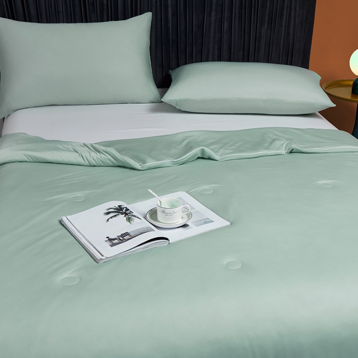 91家纺网 家纺一手货源 找家纺 安哆啦 2022新款A类冰淇淋凉感丝夏被 薄荷绿