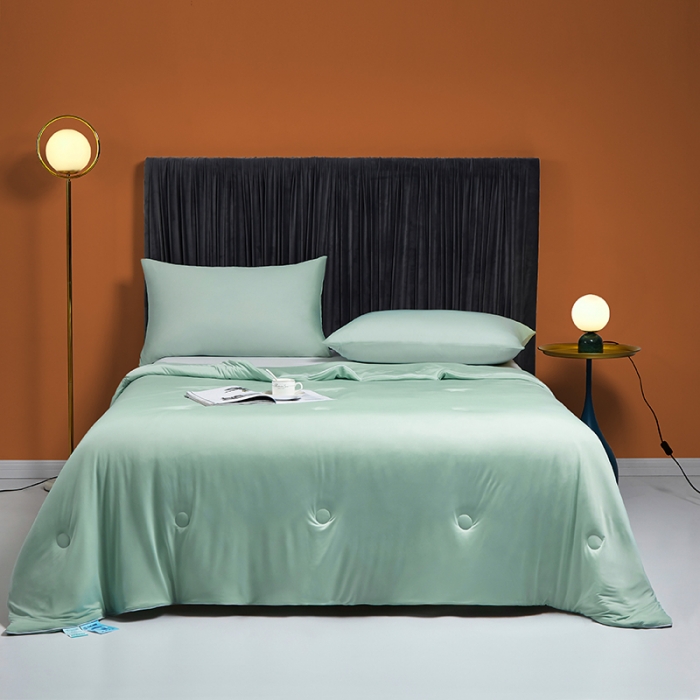 91家纺网 家纺一手货源 找家纺 安哆啦 2022新款A类冰淇淋凉感丝夏被 薄荷绿