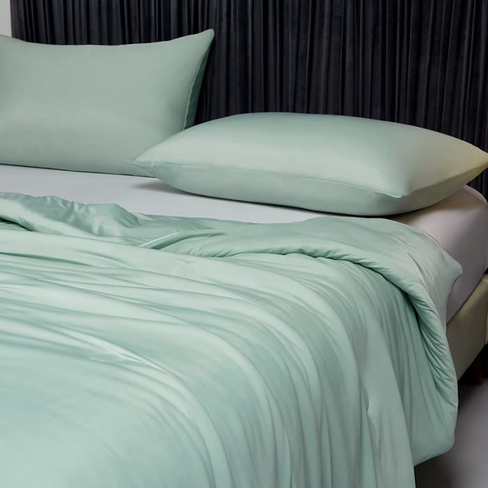 91家纺网 家纺一手货源 找家纺 安哆啦 2022新款A类冰淇淋凉感丝夏被 薄荷绿