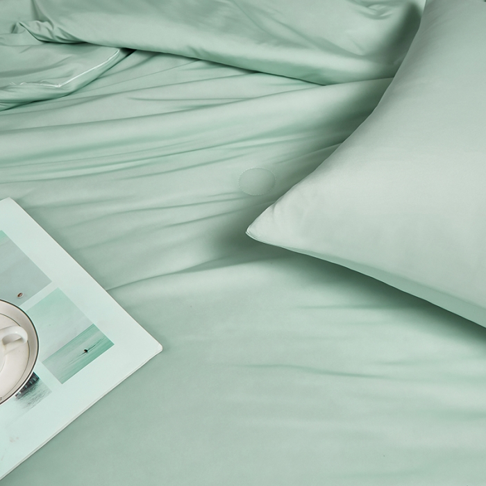 91家纺网 家纺一手货源 找家纺 安哆啦 2022新款A类冰淇淋凉感丝夏被 薄荷绿