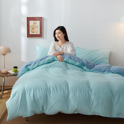 91家纺网 家纺一手货源 找家纺 总-风向标 2022新款A类云感全棉针织素色双拼四件套系列一