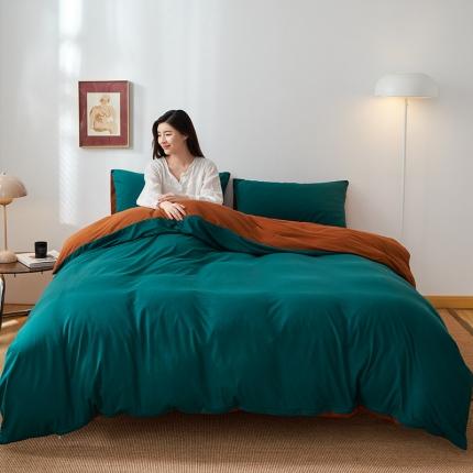 91家纺网 家纺一手货源 找家纺 总-风向标 2022新款A类云感全棉针织素色双拼四件套系列一