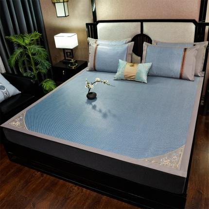 91家纺网 家纺一手货源 找家纺 2022新款对角绣花-冰藤双面席凉席藤席冰丝席空调席