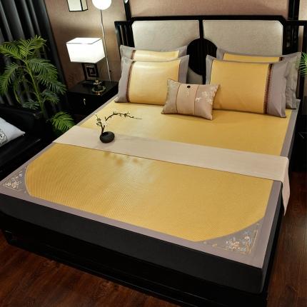 91家纺网 家纺一手货源 找家纺 2022新款对角绣花-冰藤双面席凉席藤席冰丝席空调席