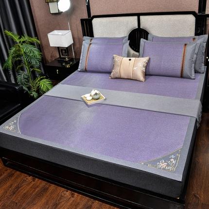 91家纺网 家纺一手货源 找家纺 2022新款对角绣花-冰藤双面席凉席藤席冰丝席空调席