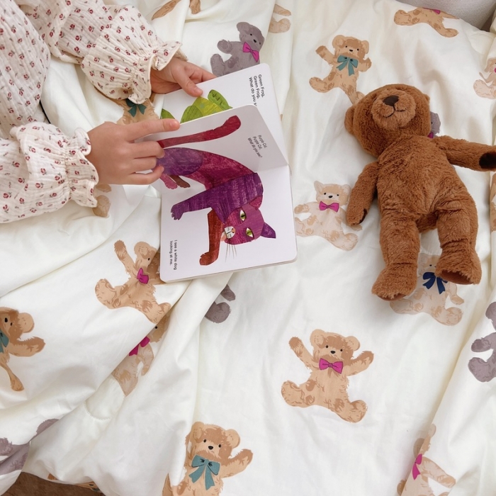 91家纺网 家纺一手货源 找家纺 鱼宝 2022全棉无荧光儿童夏被 可爱小熊