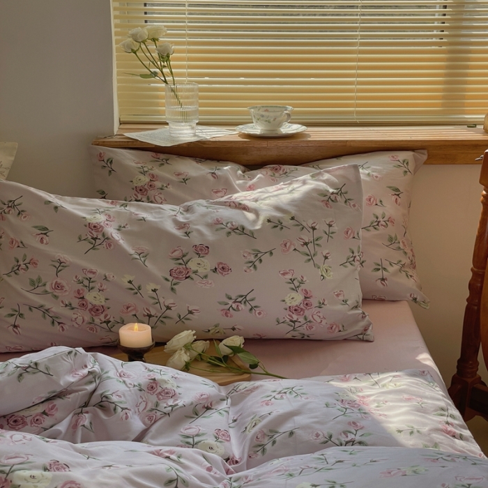 91家纺网 家纺一手货源 找家纺 时年 2022新款全棉碎花系列 红颜