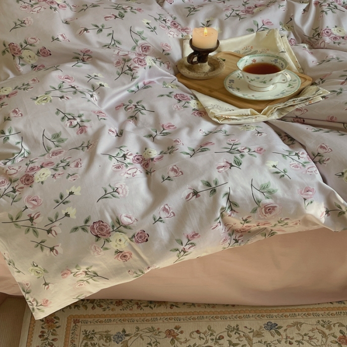 91家纺网 家纺一手货源 找家纺 时年 2022新款全棉碎花系列 红颜