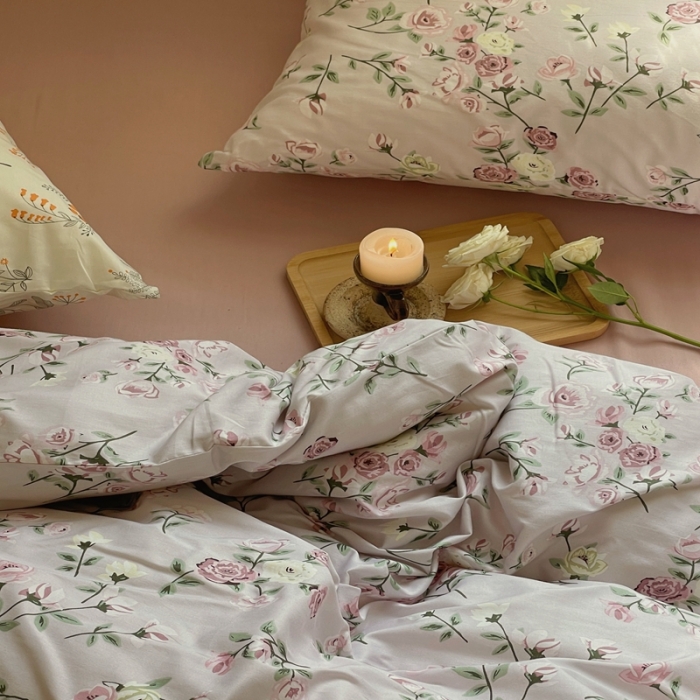 91家纺网 家纺一手货源 找家纺 时年 2022新款全棉碎花系列 红颜