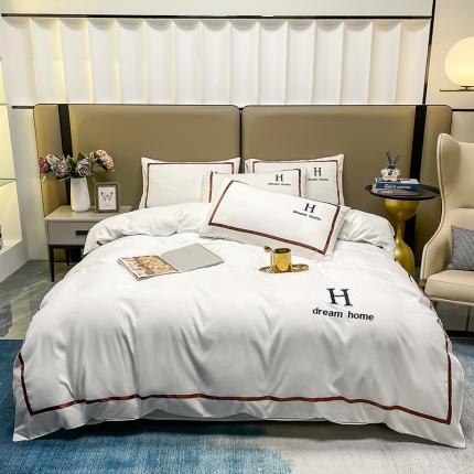 91家纺网 家纺一手货源 找家纺 （总）千希家纺 2022新款直播大H水洗棉绣花磨毛四件套