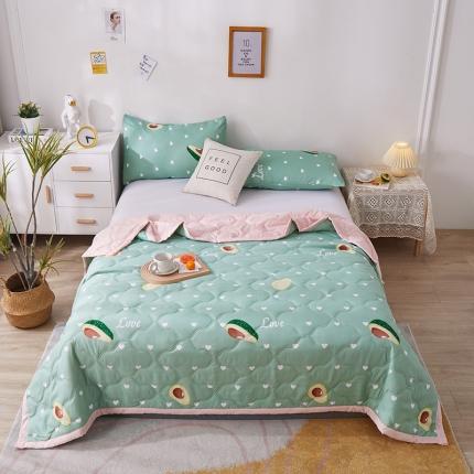 91家纺网 家纺一手货源 找家纺 欧喜璐 2024新款水洗棉超声波礼品夏被夏凉被春秋被 牛油果