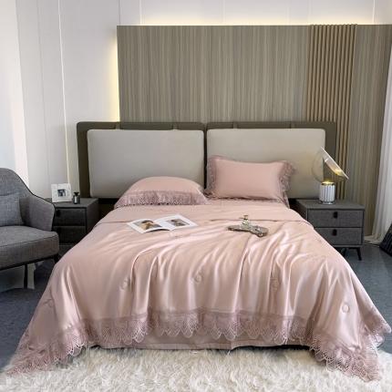 91家纺网 家纺一手货源 找家纺 榻尚 2022新款80S高端天丝夏被四件套-悦 悦  娴静粉