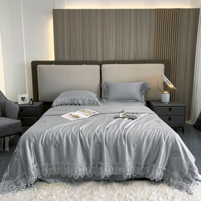 91家纺网 家纺一手货源 找家纺 榻尚 2022新款80S高端天丝夏被四件套-悦 悦  绅士灰