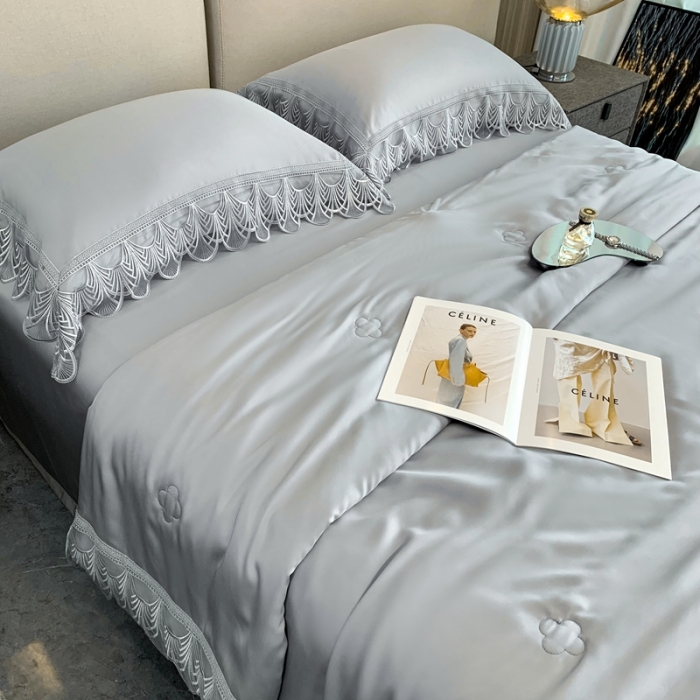 91家纺网 家纺一手货源 找家纺 榻尚 2022新款80S高端天丝夏被四件套-悦 悦  绅士灰