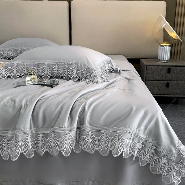 91家纺网 家纺一手货源 找家纺 榻尚 2022新款80S高端天丝夏被四件套-悦 悦  绅士灰