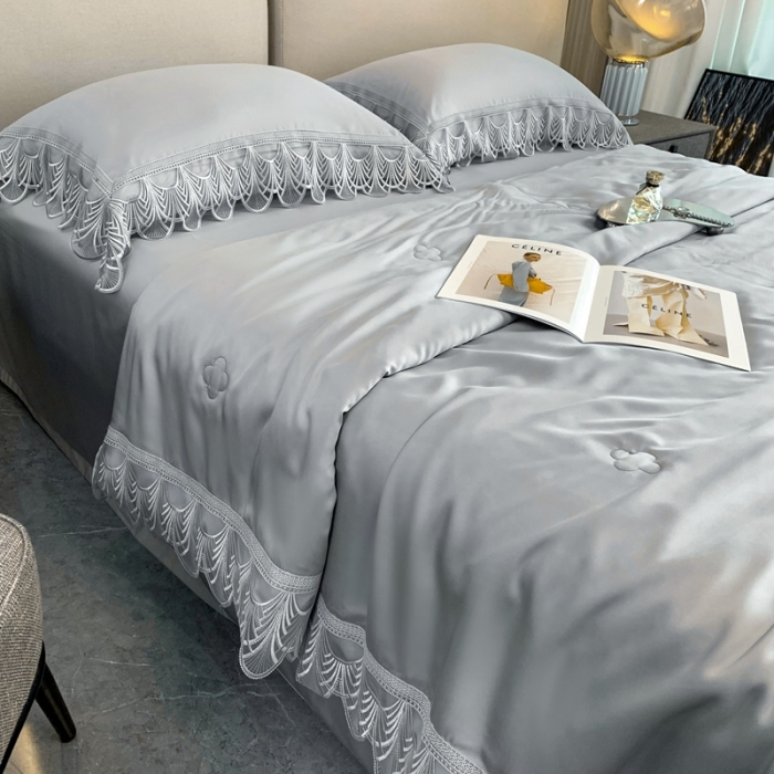 91家纺网 家纺一手货源 找家纺 榻尚 2022新款80S高端天丝夏被四件套-悦 悦  绅士灰