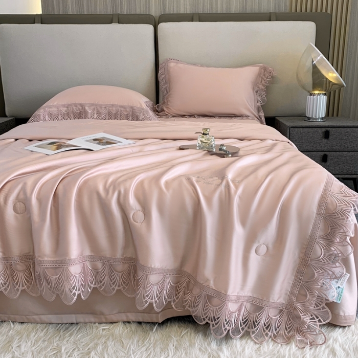 91家纺网 家纺一手货源 找家纺 榻尚 2022新款80S高端天丝夏被四件套-悦 悦  娴静粉