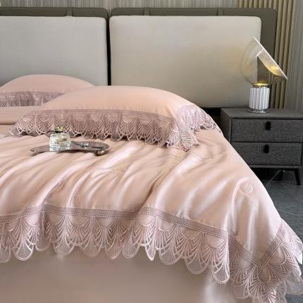 榻尚 2022新款80S高端天丝夏被四件套-悦 悦  娴静粉