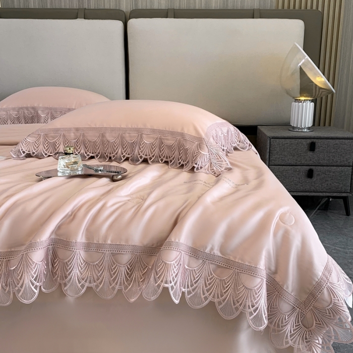 91家纺网 家纺一手货源 找家纺 榻尚 2022新款80S高端天丝夏被四件套-悦 悦  娴静粉