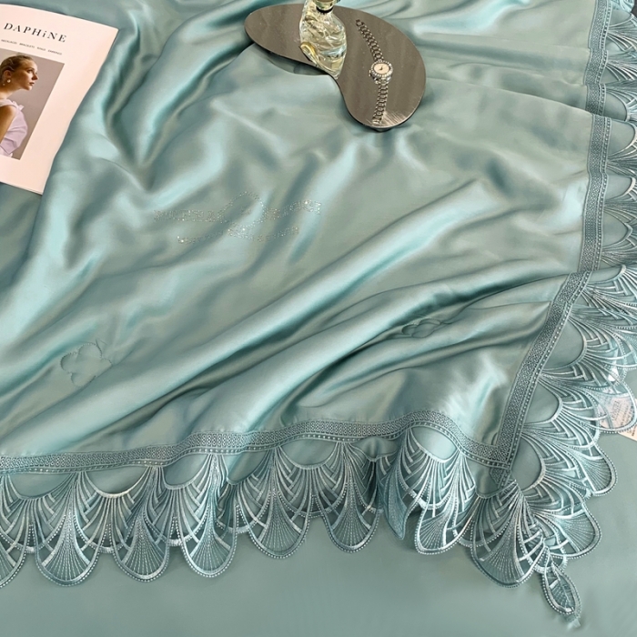 91家纺网 家纺一手货源 找家纺 榻尚 2022新款80S高端天丝夏被四件套-悦 悦 涟漪绿