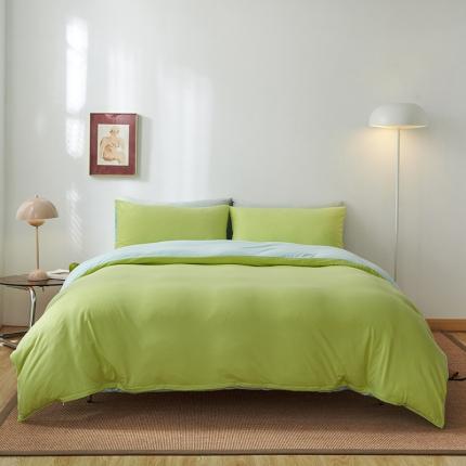 91家纺网 家纺一手货源 找家纺 风向标 2022新款A类云感全棉针织素色双拼四件套 棉花果糖