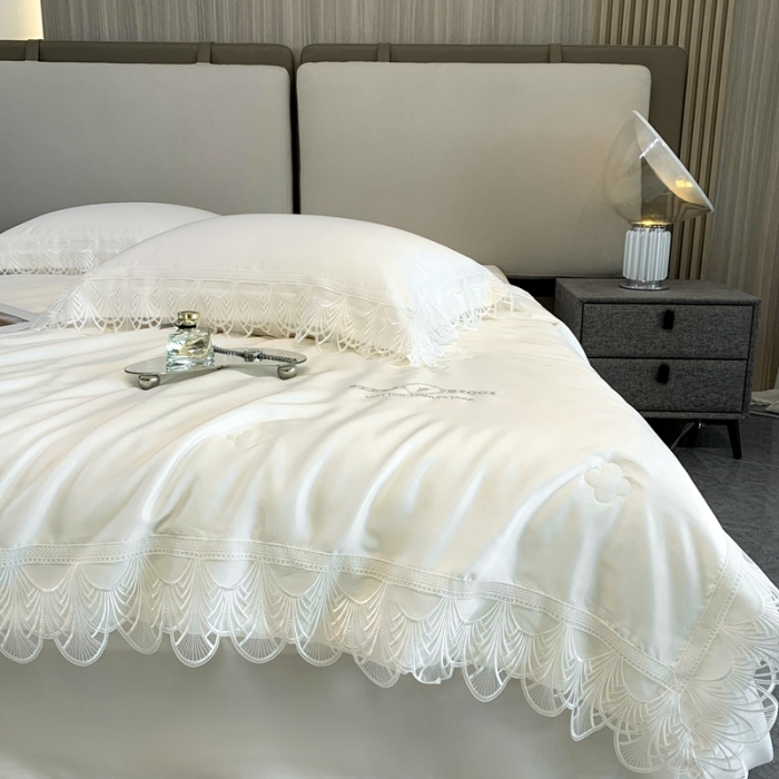 91家纺网 家纺一手货源 找家纺 榻尚 2022新款80S高端天丝夏被四件套-悦 悦 月光白