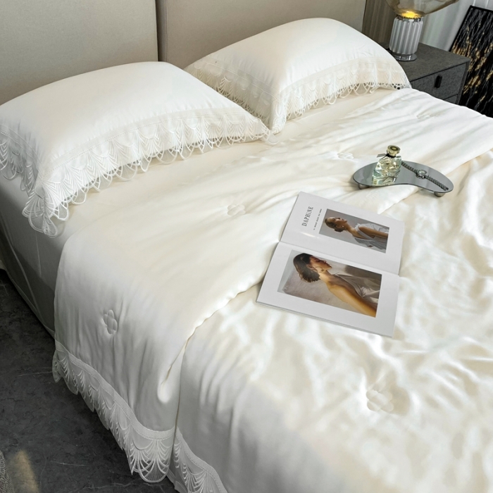 91家纺网 家纺一手货源 找家纺 榻尚 2022新款80S高端天丝夏被四件套-悦 悦 月光白