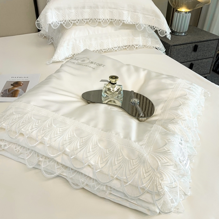 91家纺网 家纺一手货源 找家纺 榻尚 2022新款80S高端天丝夏被四件套-悦 悦 月光白