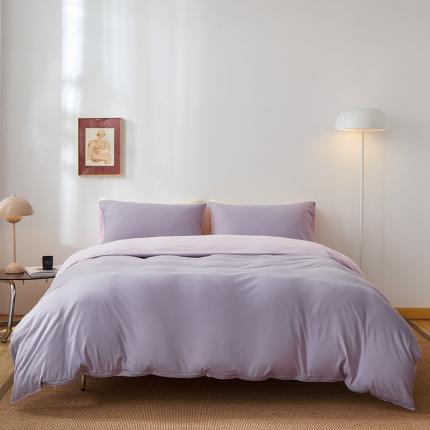 91家纺网 家纺一手货源 找家纺 风向标 2022新款A类云感全棉针织素色双拼四件套 芋泥粉